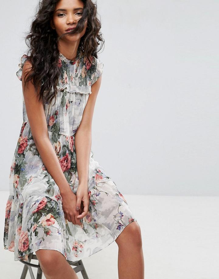 Needle & Thread Floral Print High Neck Midi Dress - Multi