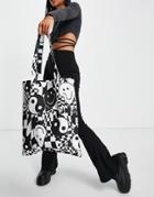 Asos Design Tote Bag In Mono Yin Yang Print-multi