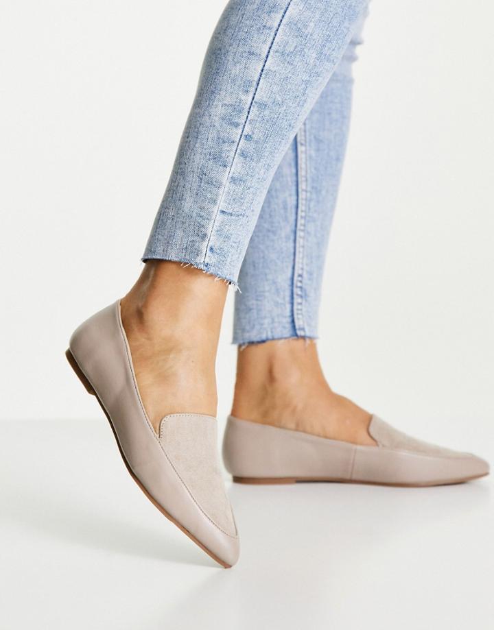 London Rebel Pointed Flat Loafers In Taupe-grey
