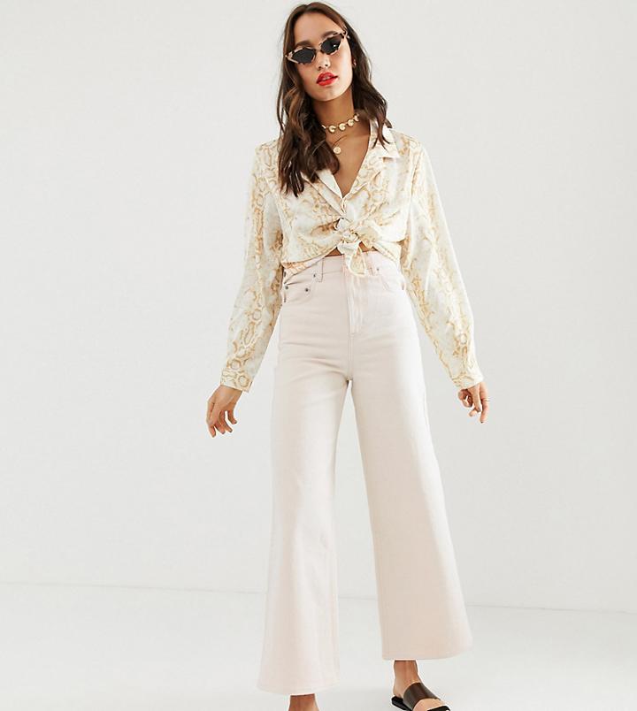 Asos Design Tall Premium Wide Leg Jeans In Bone White
