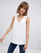 River Island Frilled Tank In White