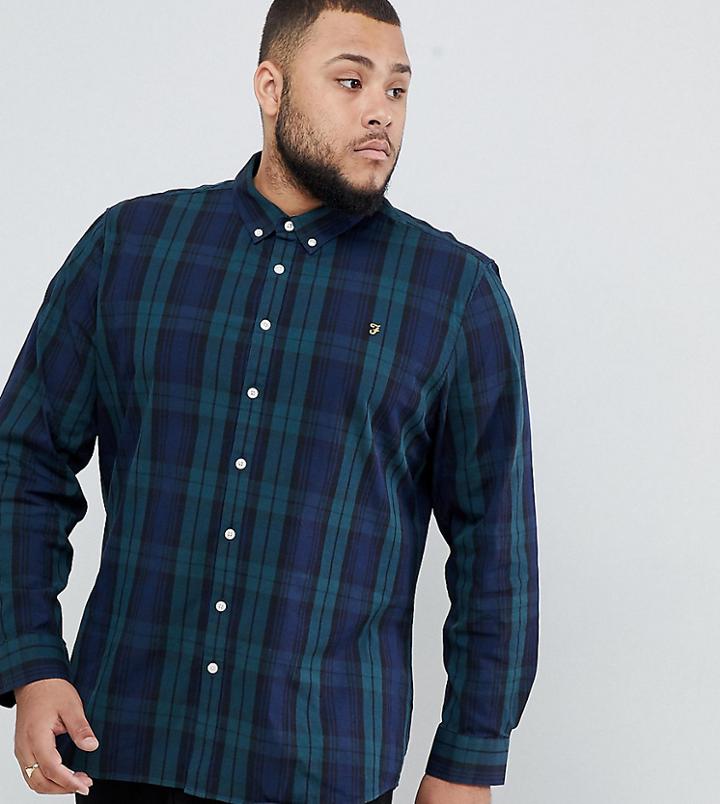 Farah Slim Fit Check Shirt With In Navy Watkins - Navy