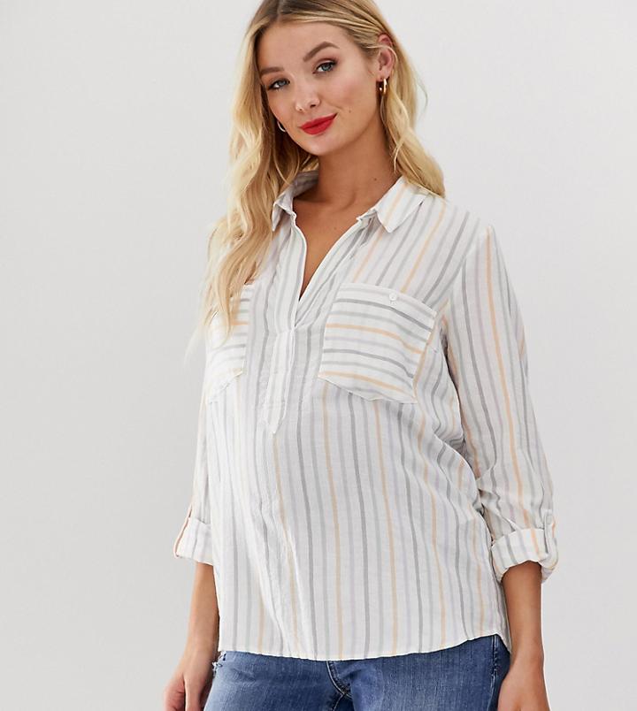 New Look Maternity Stripe Shirt In Multi