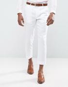Asos Skinny Cropped Linen Mix Pants In White - White