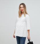 Isabella Oliver Pocket Shirt In All Over Star Print - White
