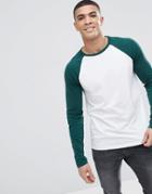 Asos Design Long Sleeve T-shirt With Contrast Raglan Sleeves - Multi