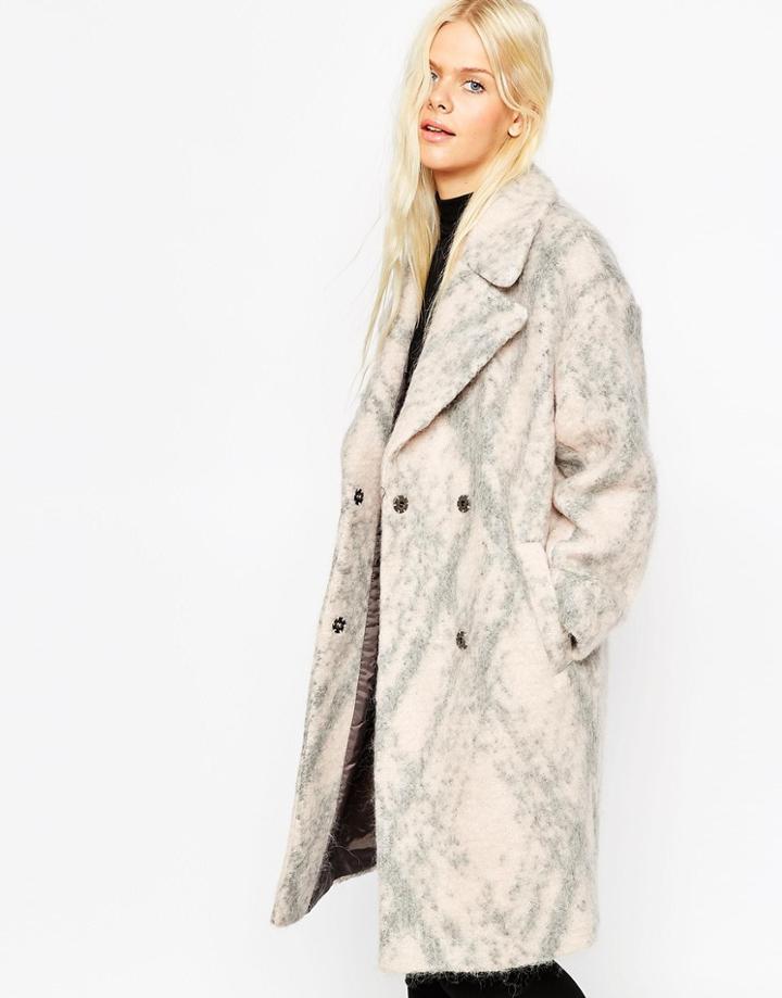 Asos Coat In Cocoon Fit In Fluffy Texture