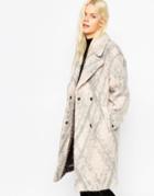 Asos Coat In Cocoon Fit In Fluffy Texture