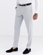 Asos Design Wedding Skinny Suit Pants In Ice Gray Micro Texture - Gray