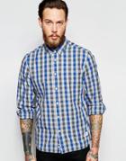Penfield Shirt With Check Classic Regular Fit In Blue - Blue