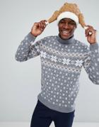 Asos Holidays Sweater With Snowflake Design In Gray - Multi