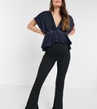 Blume Maternity Satin Top With Kimono Sleeve In Navy