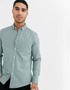 Asos Design Slim Fit Oxford Shirt In Sage Green - Green
