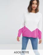 Asos Petite Chunky Sweater With Chevron - Pink