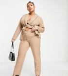 Vila Curve Tailored Straight Leg Suit Pants In Camel - Part Of A Set-neutral