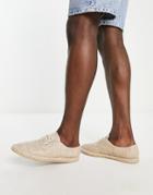 Asos Design Lace Up Espadrilles In Stone Weave-neutral