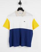 Lacoste Color Block Polo Shirt In Pink-multi