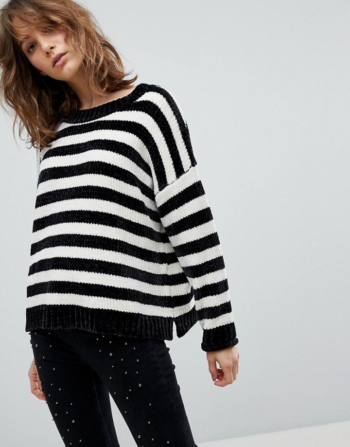 Stradivarius Stripe Slouchy Chenille Sweater - Multi