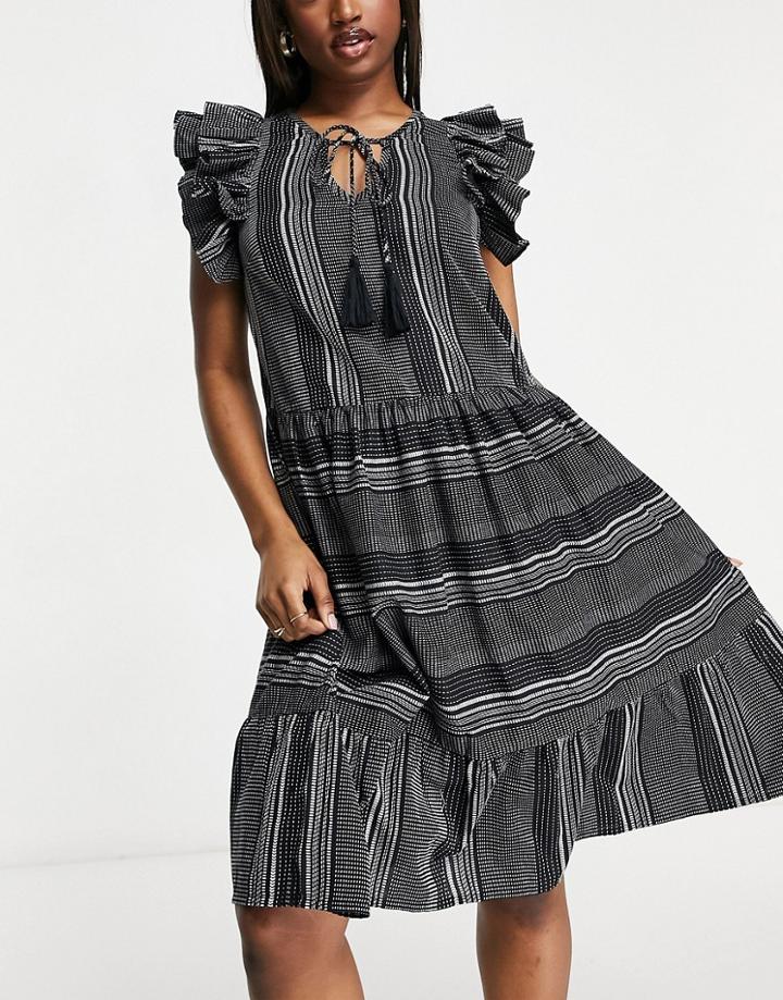 Accessorize Statement Shoulder Beach Dress In Black