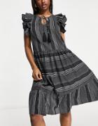 Accessorize Statement Shoulder Beach Dress In Black