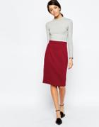 Traffic People Pencil Skirt In Quilted Fabric - Red