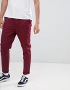 Asos Design Tapered Chinos In Burgundy - Red