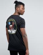 Asos Nasa Longline T-shirt With Chest And Back Print In Black - Black