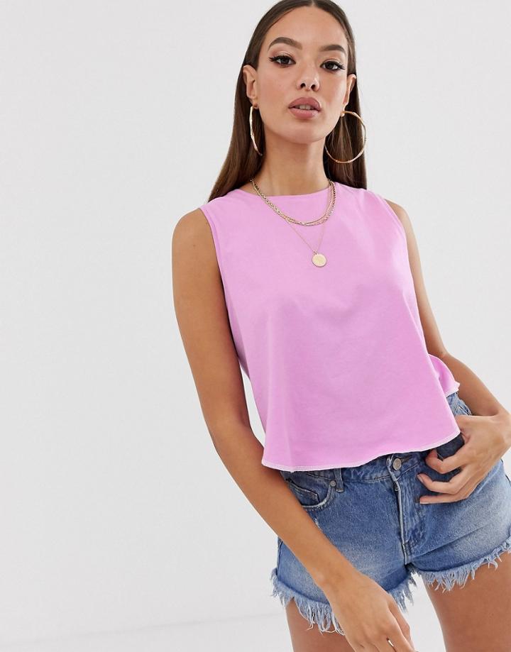 Asos Design Crop Swing Tank With Overlocked Hem In Lilac-purple