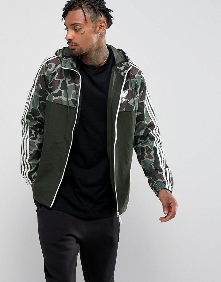 Adidas Originals Reversible Camo Windbreaker In Green Bs4894 - Green