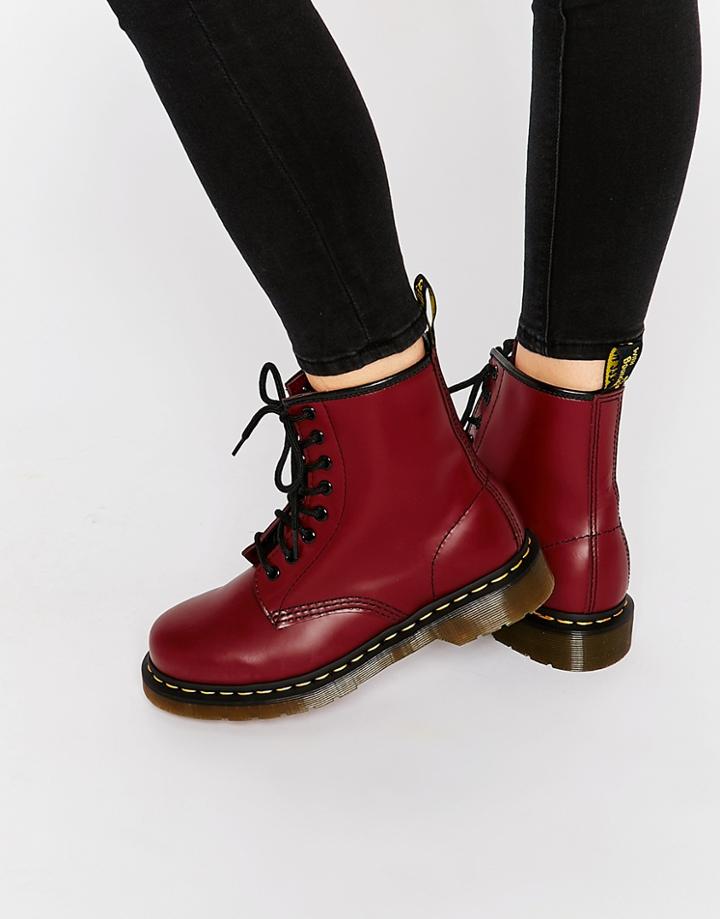Dr Martens Cherry Red Smooth 8-eye Boots - Cherry Red