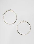 Asos Curved Etched 40mm Hoop Earrings - Gold