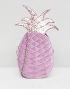 Skinnydip Lilac Velvet Pineapple Cross Body Bag - Purple