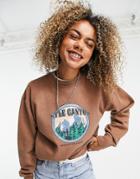 Daisy Street Overdye Sweatshirt With Canyon Graphic-brown