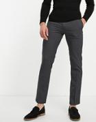 River Island Slim Smart Pants In Dark Gray-navy
