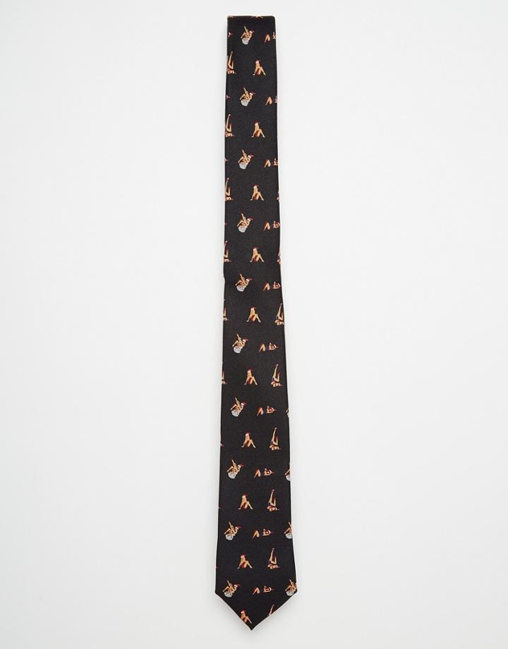 Asos Holidays Tie With Pin Up Girls - Black