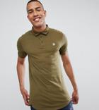 Le Breve Tall Curved Hem Polo With Back Panelling - Green