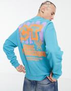Crooked Tongues Sweatshirt With Graphic Back Print In Blue-blues