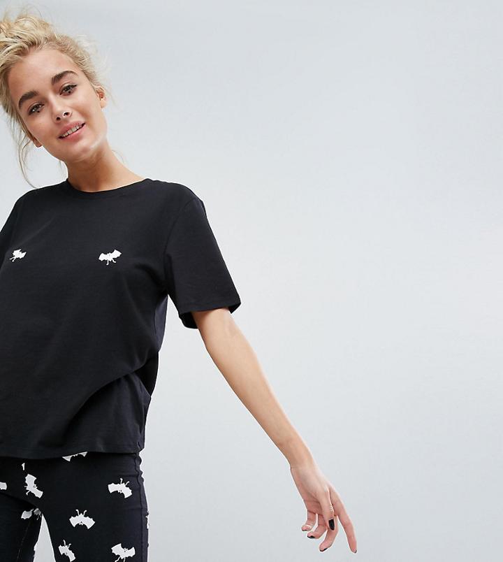 Monki Halloween Bat Print T-shirt - Black
