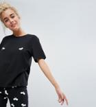 Monki Halloween Bat Print T-shirt - Black
