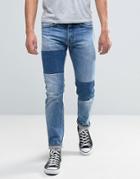 Edwin Ed-80 Slim Tapered Jean Light Sheild Wash Dye Patches - Blue