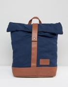Dead Vintage Roll Top Backpack In Navy - Blue