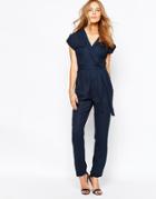 Vila Utility Jumpsuit With Tie Waist - Total Eclipse