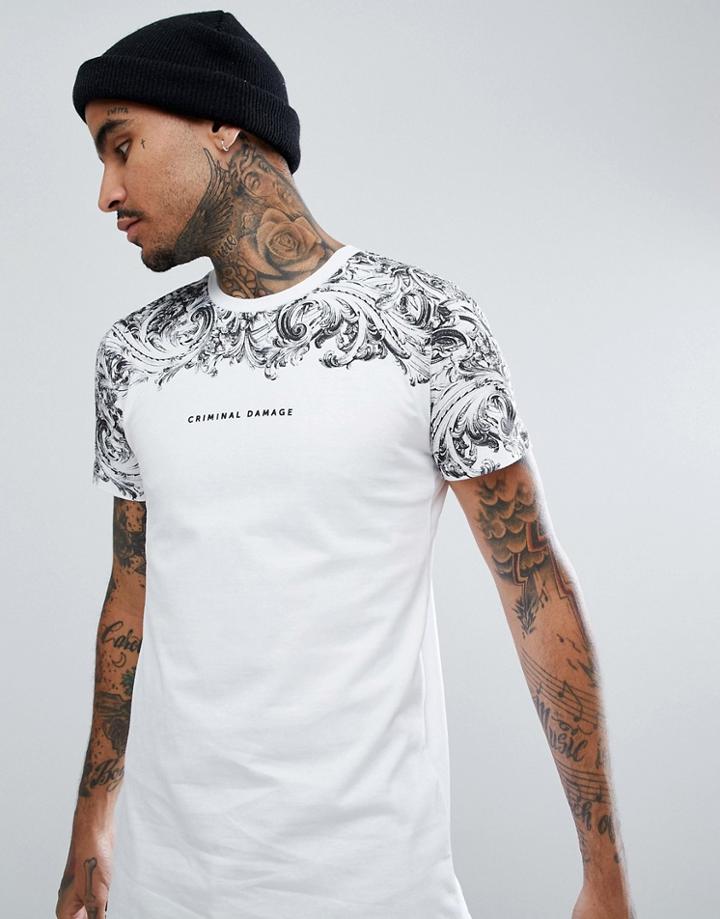 Criminal Damage Muscle Baroque T-shirt - White