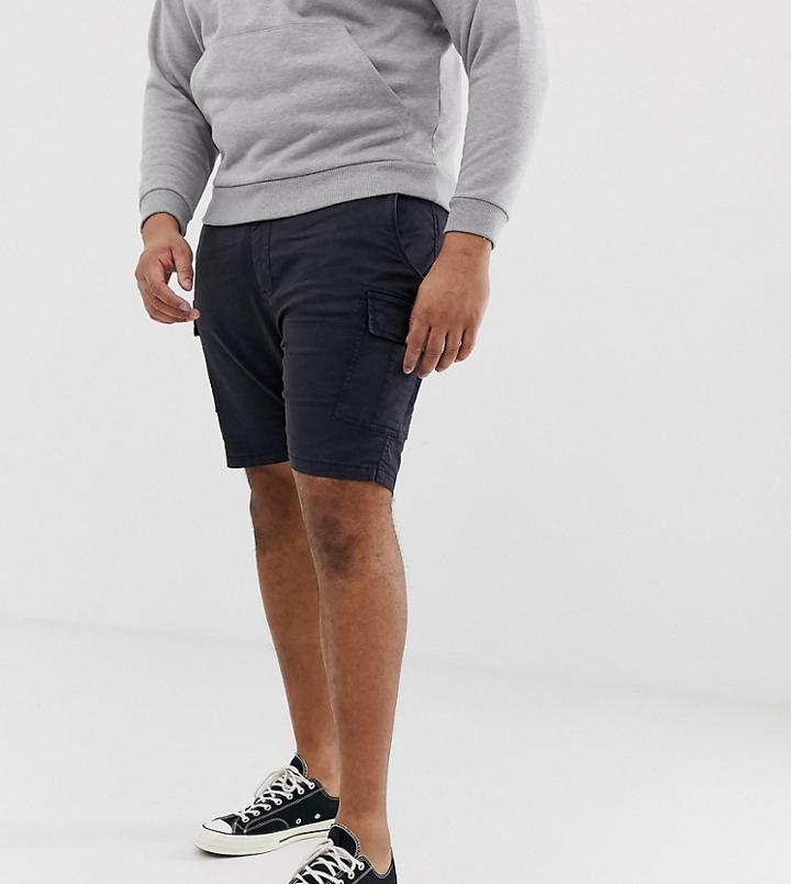 Brave Soul Slim Fit Cargo Shorts In Navy - Navy