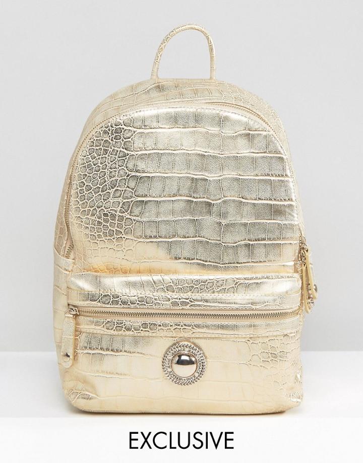 Versace Jeans Gold Metallic Backpack - Gold