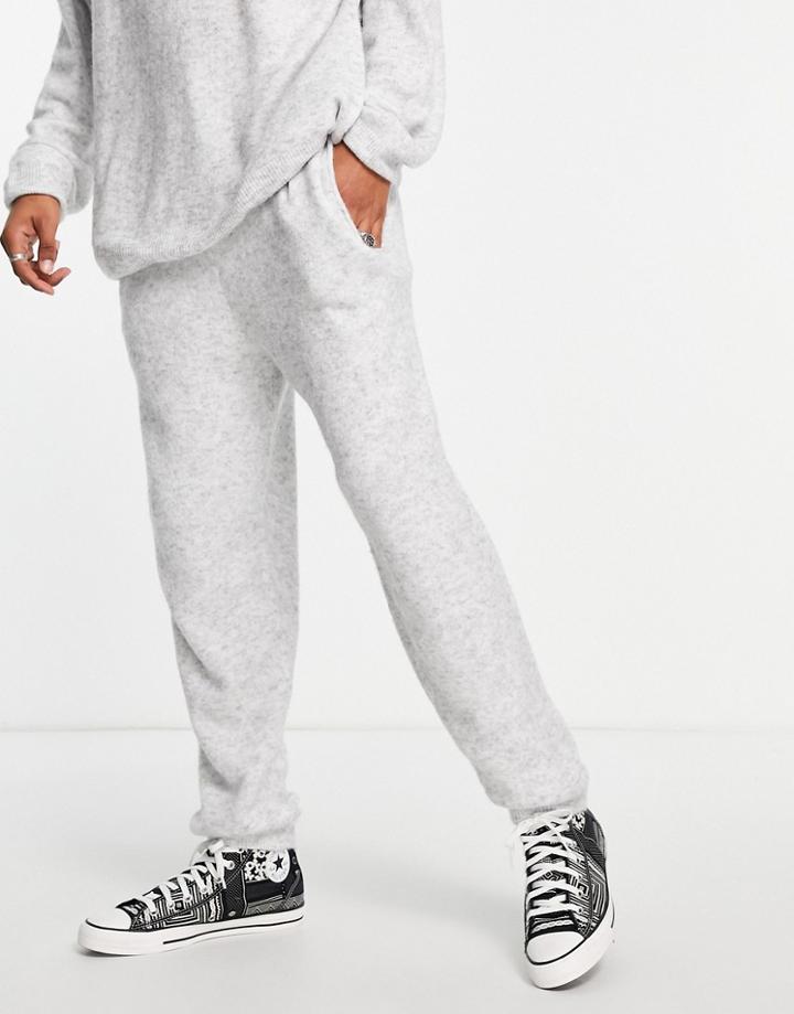 Topman Oversized Knitted Sweatpants In Gray-grey