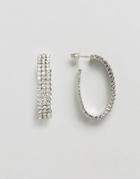 Designb London Silver & Cystal Hoops Earrings - Silver