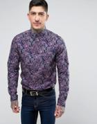 Pretty Green Chelsea Paisley Shirt In Purple - Purple