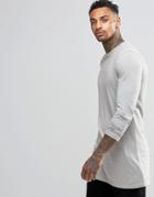 Asos Super Longline Long Sleeve T-shirt In Gray - Gray