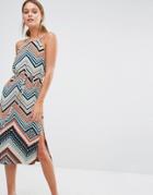 Oasis Chevron Stripe Midi Dress - Multi